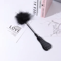 BDSM Leather Feather Tickle Flogger Plus Leather Paddle Fetish Whip Slap Buttom Adult Flirting Sex Toys for Women and Couples