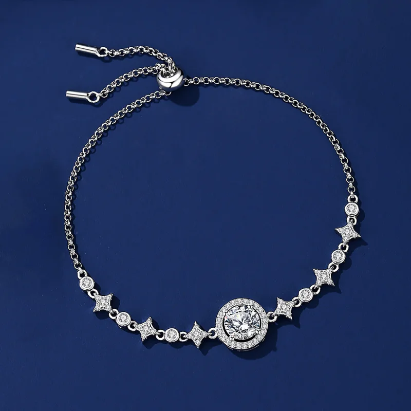 925Sterling Silver Moon Bracelet All-Match Special-Interest DesigninsLight Luxury Point Series High-Grade