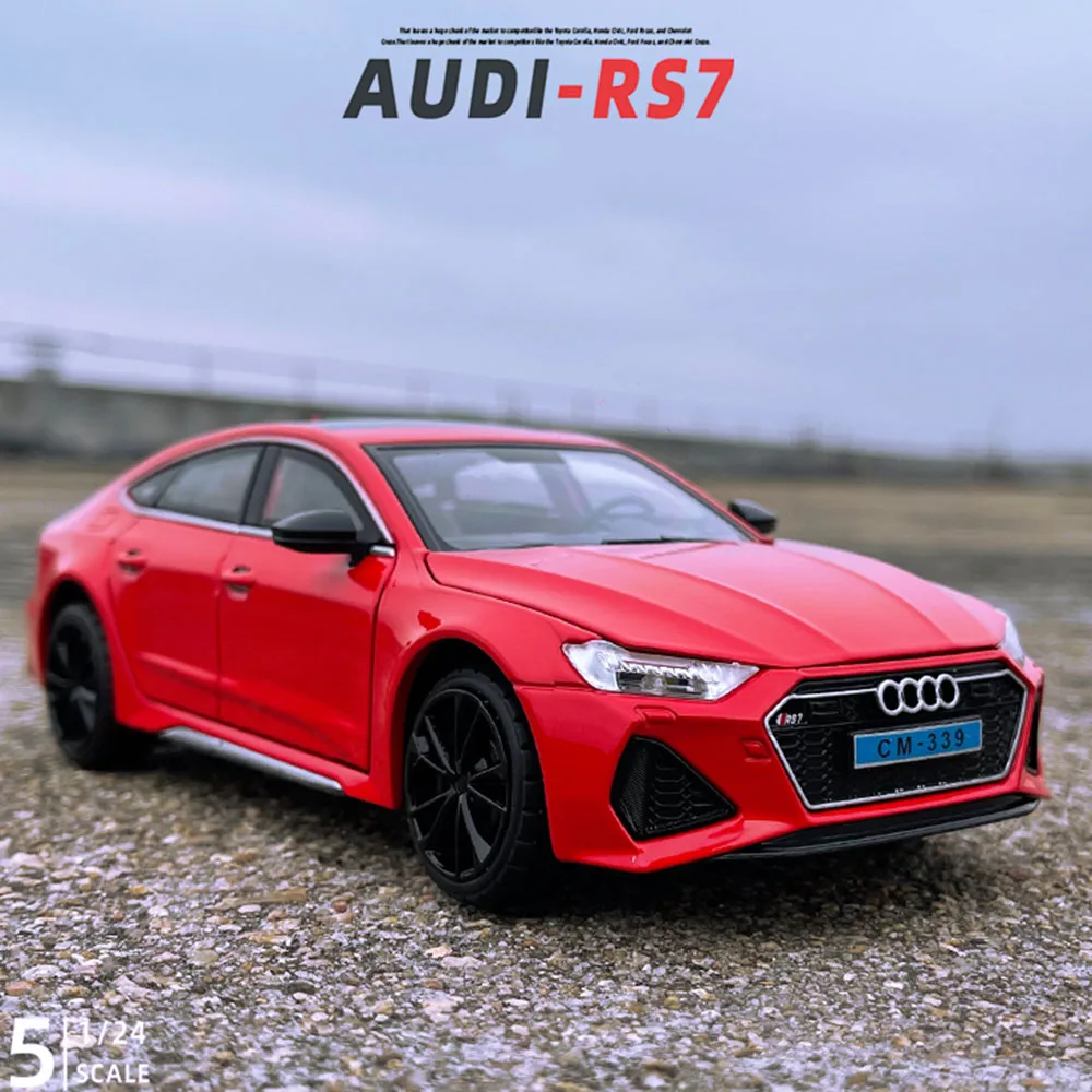 

1:24 AUDI RS7 Игрушка из сплава, литой под давлением спортивный автомобиль, миниатюрная модель дверей, открытый звук, свет, откатный автомобиль, игрушки для коллекции подарков для детей