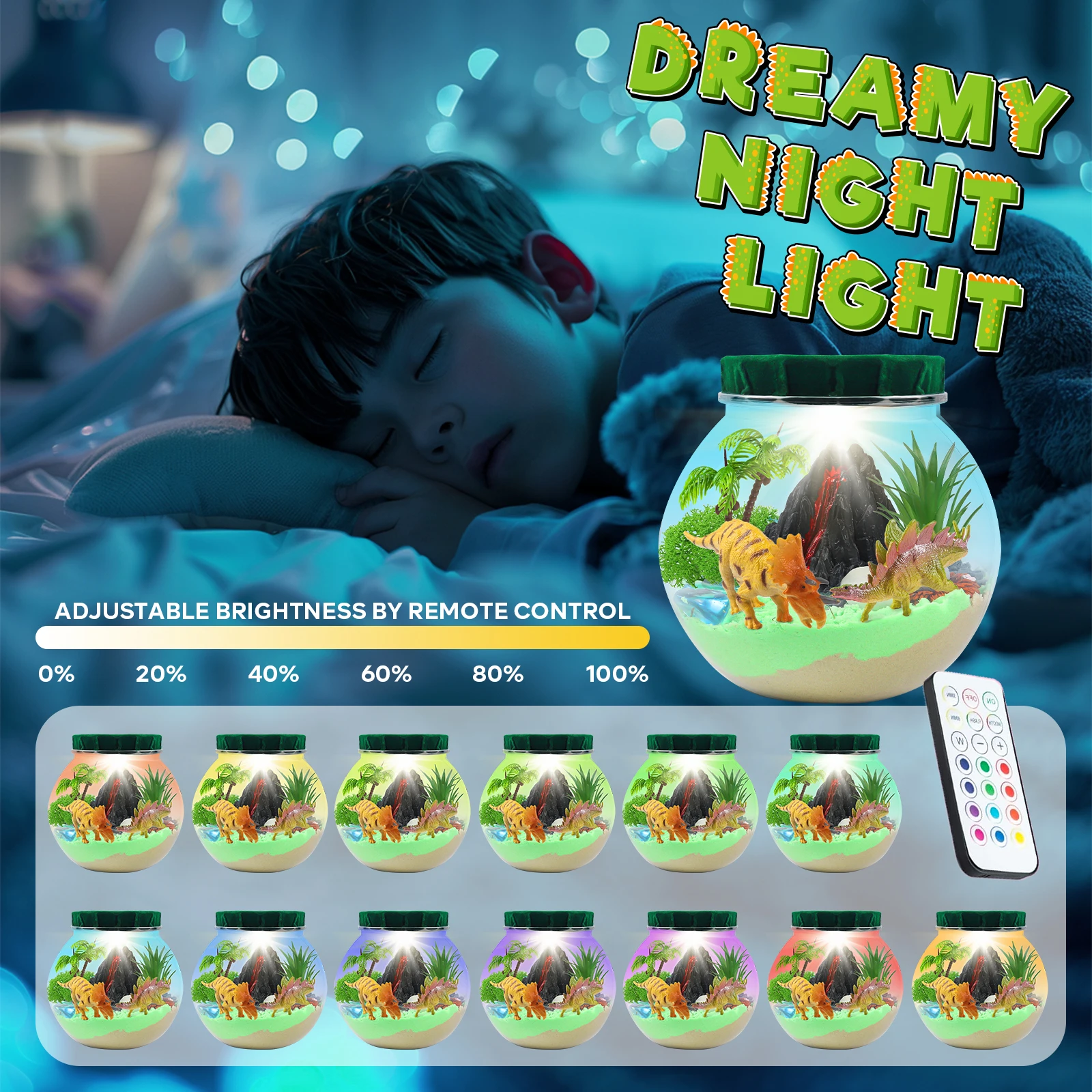 Dinosaurus oplichtende terrariumkit voor kinderen Dinosaurus schilderkunst en nachtlampje knutselpakketten voor kinderen - verjaardagscadeau voor kinderen