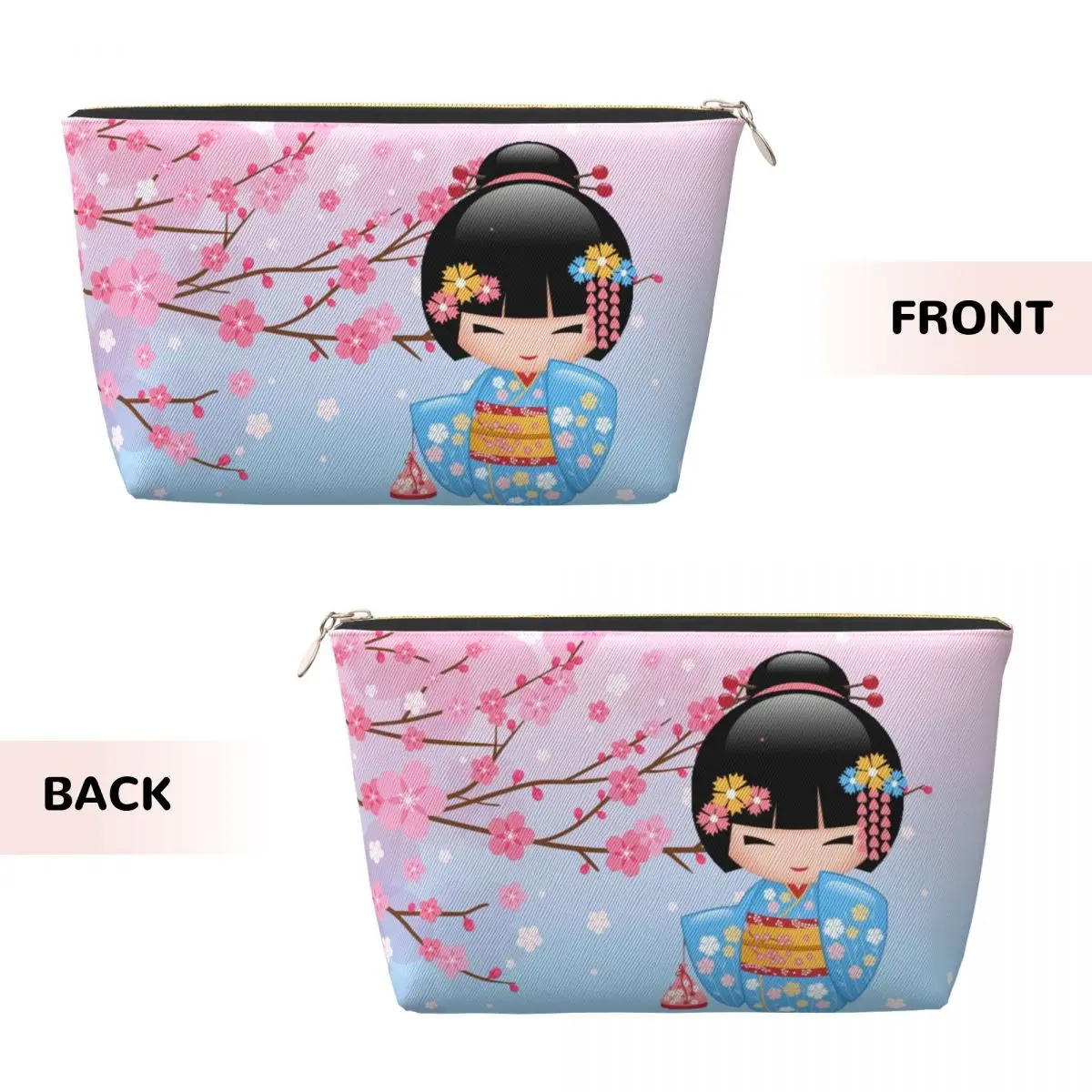 Custom Travel Kokeshi Doll Toiletry Bag Japanese Kimono Geisha Girl Makeup Cosmetic Organizer Women Beauty Storage Dopp Kit Box