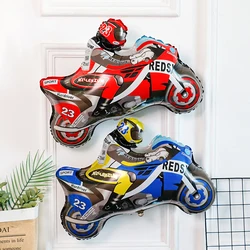 2pcs Motorcycle Racer Balloons, Red and Blue Motorcycle Foil Balloons for Birthday Party, Racing Themed Party Decorations