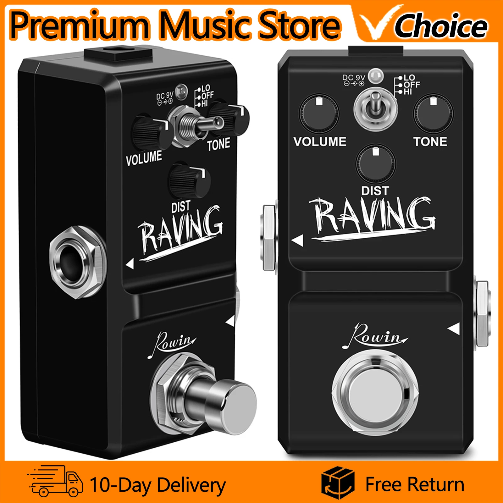 

Гитарная педаль ROWIN LN-305 RAVING: Эффект дисторшн для хэви-метала, True Bypass, металлический корпус, запчасти и аксессуары для гитар