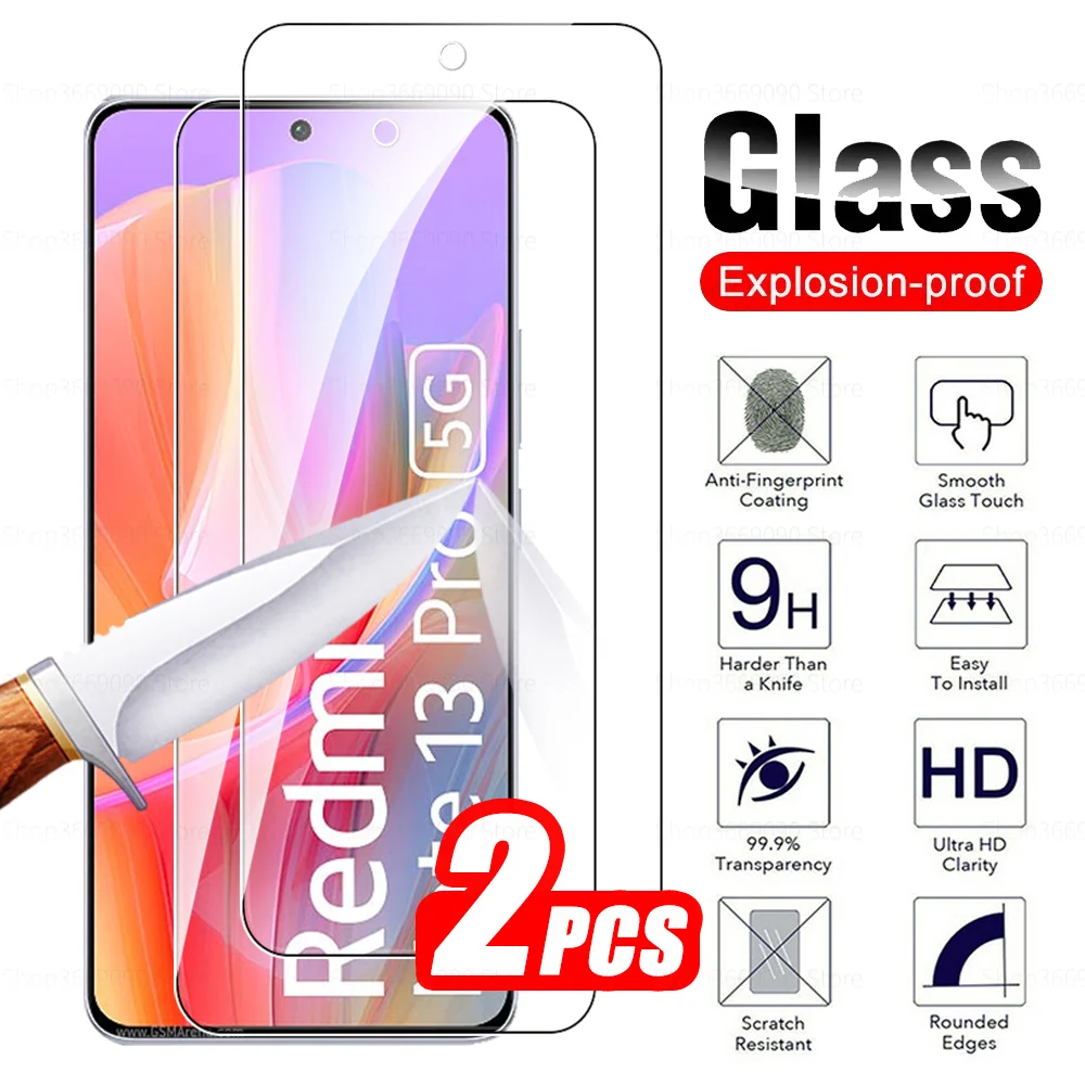 2Pcs For Xiaomi Redmi Note 13 Pro 5G Tempered Glass Protective Glass On Redmy Note13 Pro 13Pro 4G Screen Protectors Safety Film