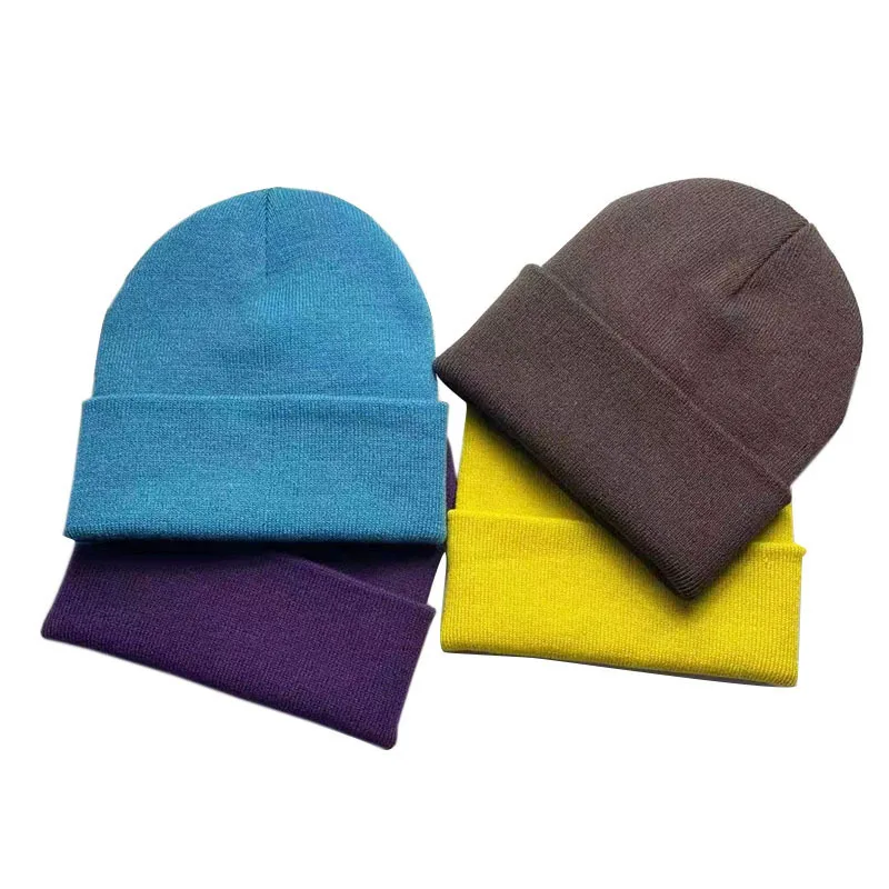 Casquette tricotée classique pour hommes et femmes, Logo imprimé personnalisé, couleur unie, chapeau de Style basique, dôme coupe-vent, couvre-tête chaud, casquettes en tricot froid