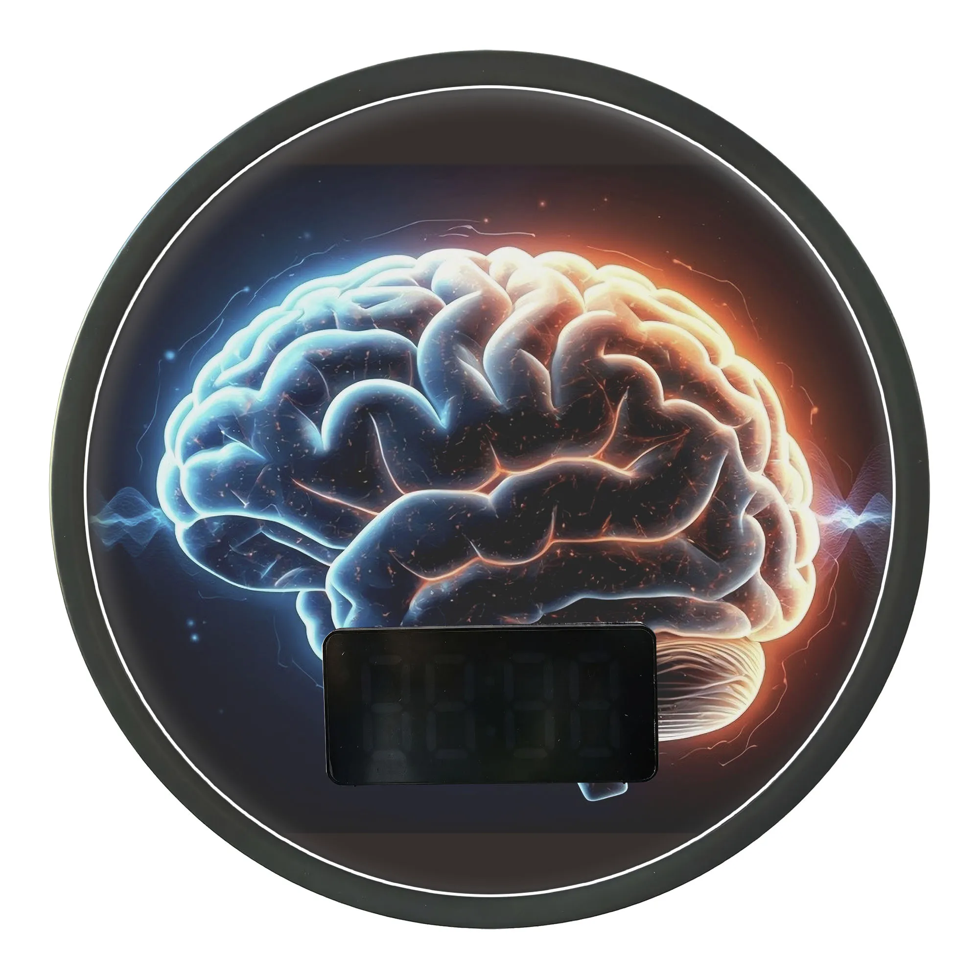 Brain Anatomy Art LED Night Light Digital Wall Clock for Medical Office with Temperature Calendar Date Alarm Snooze 12/24 Format
