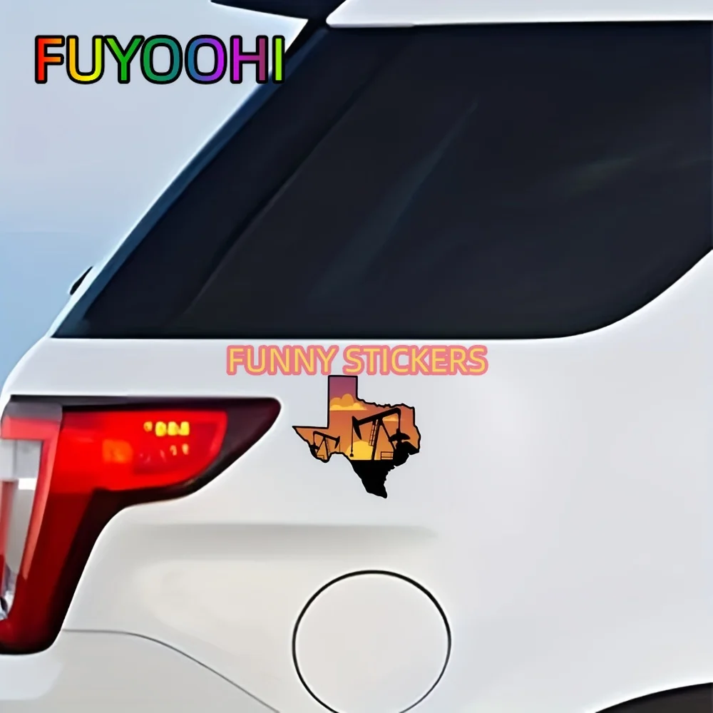 FUYOOHI Texas Oil Field Landscape Sticker for Cars, Cups, Laptops, Coolers