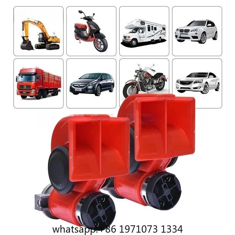 12V 24V Car Twin Dual Tone Compact Air Horns Kits For Car Truck Lorry SUV RV Train Caravan Boat Twin Tone Super Loud Waterproof