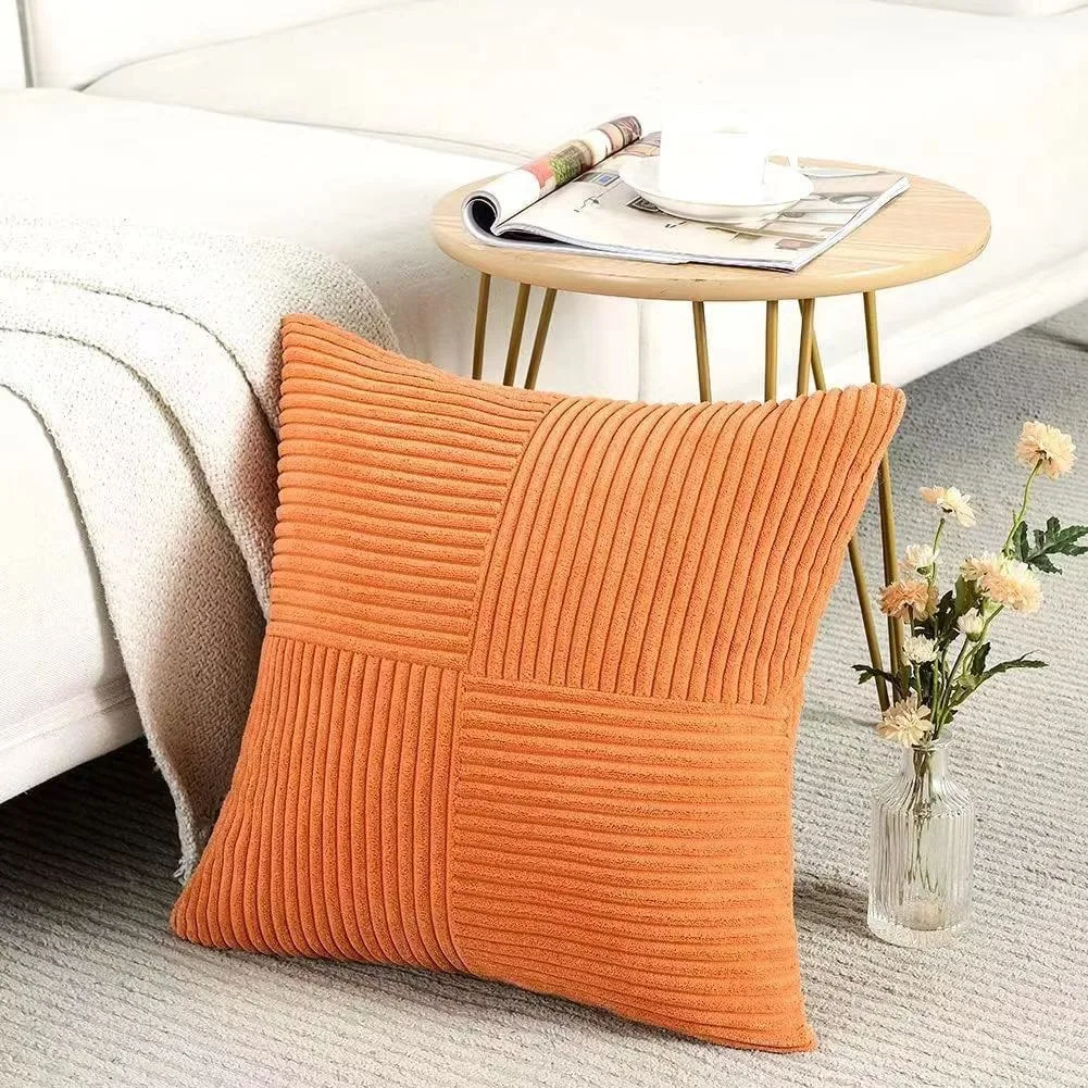 Fall Orange Throw Pillow Covers Velvet 18x18 Inch Pillow Covers, Soft Burnt Orange Pillowcases for Couch Sofa Bed Living Room