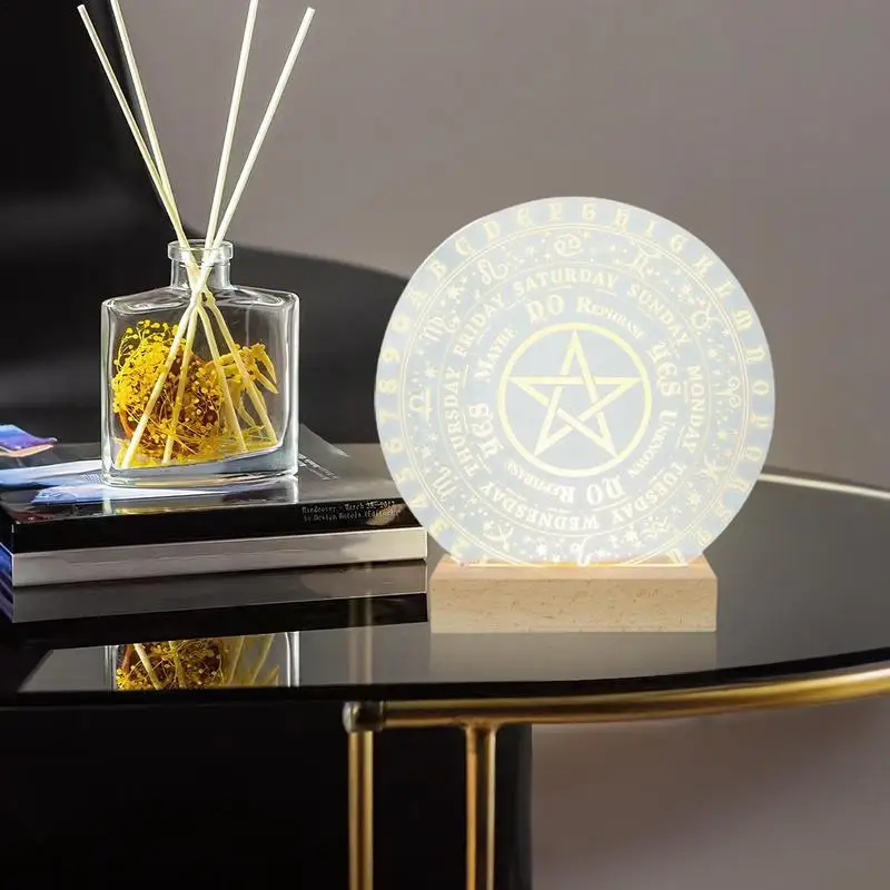 Moon Face Table Light Pentagram Design Moon Face Desktop Lamp Household Illuminate Light Decor For Study Rest Reading Yoga