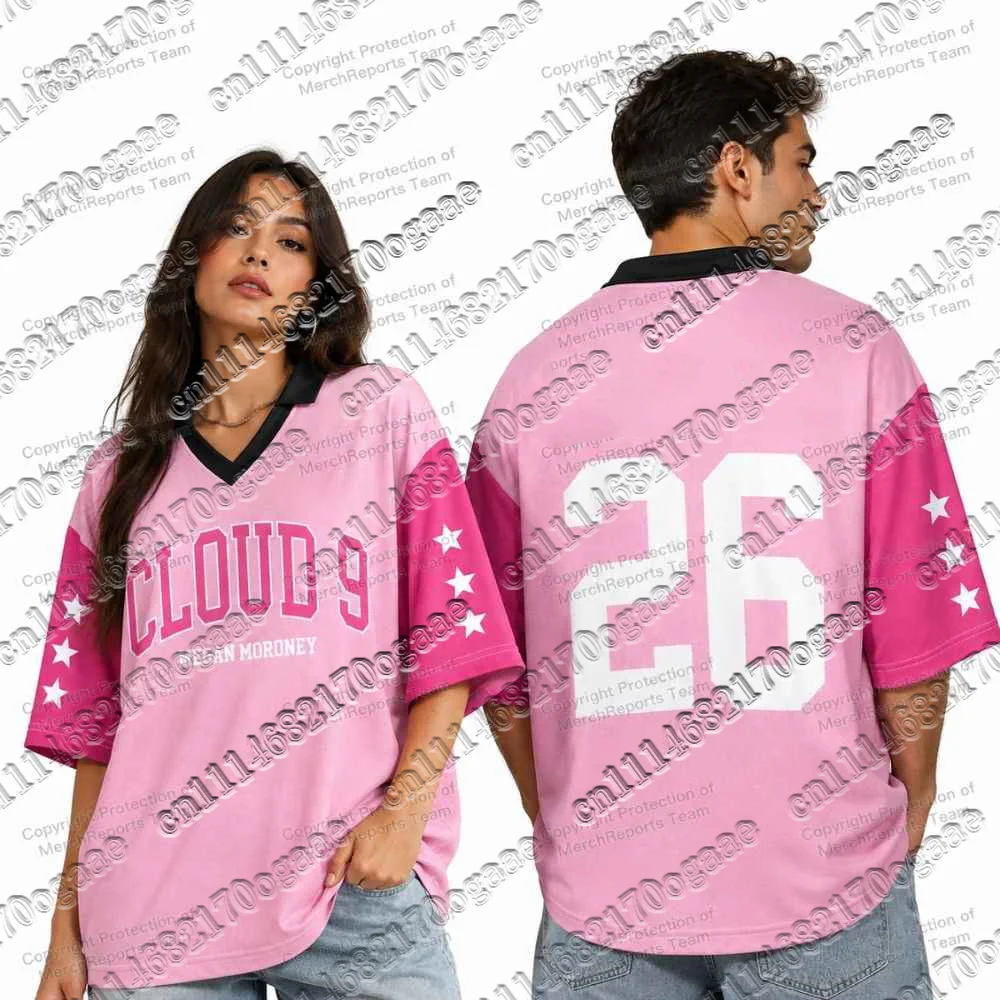 Men Cloud 9 Megan Moroney Number 26 Graphic Football Jersey Y2K Oversized Short Sleeve Country Music Streetwear Mesh Sport Top