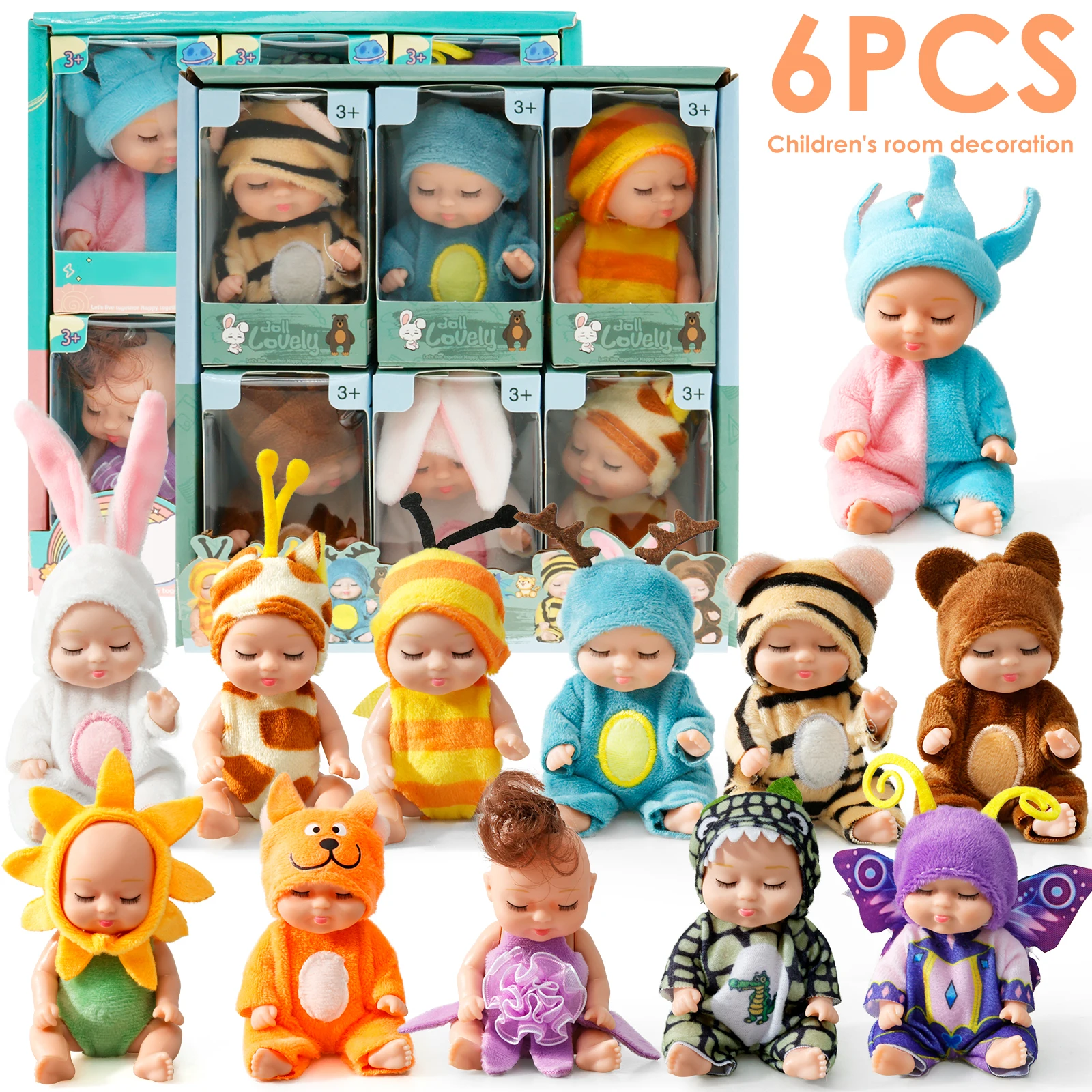 

6-12Pcs Sleeping Mini Baby Dolls Reborn Lifelike Toys Cute Baby Adorable Dolls Princess Dolls Toy Kids Christmas Birthday Gift