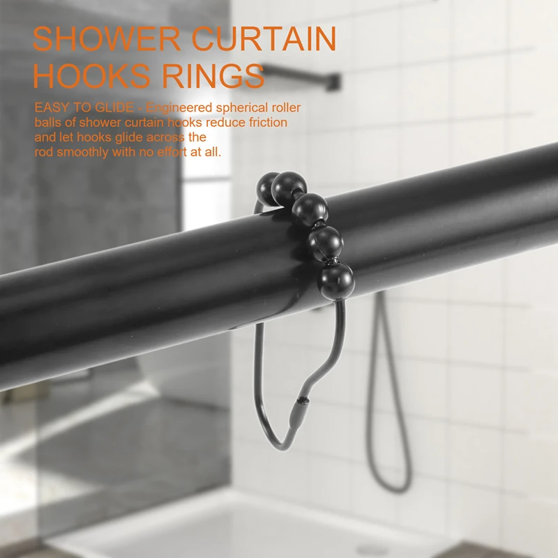 Shower Curtain Hooks Rings Metal Shower Curtain Hooks Rings For Bathroom Shower Rods Curtains Set Of 12 Black