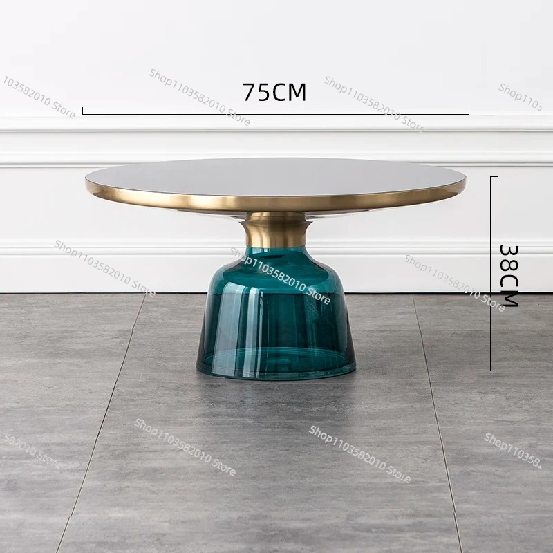 Nordic Round Smoked Glass Nesting Coffee Tables Gold Accent Tables Modern Center Tables for Living Room