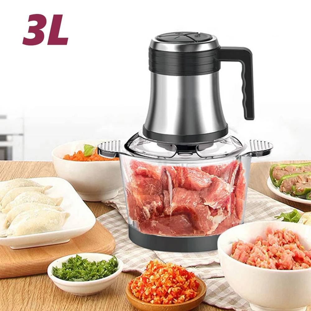 800W 전기 고기 분쇄기 다기능 푸드 프로세서 3L 스테인레스 스틸 식품 믹서 야채 슬라이서 가전 제품 220V