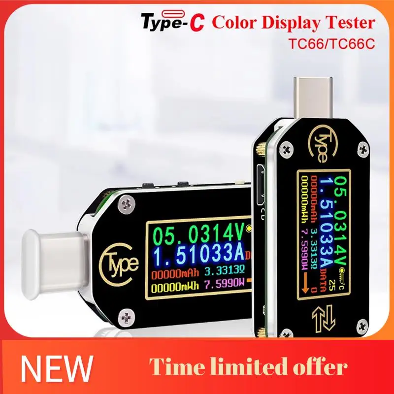 

TC66C Type-C PD Trigger USB Voltmeter Ammeter Voltage 2 Way Current Meter Multimeter With Bluetooth