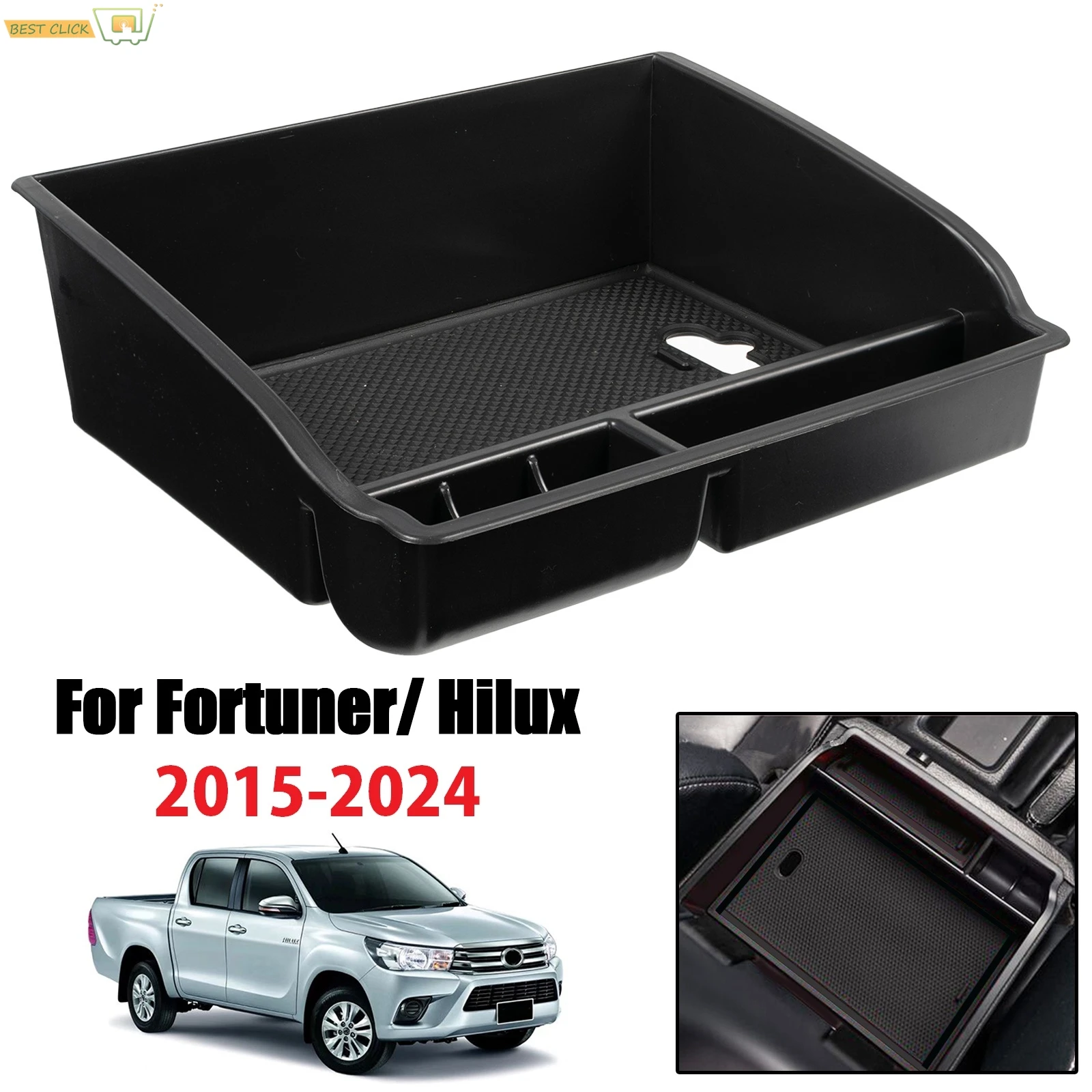 Central Armrest Storage Box Center Console Organizer Tray Pallet Holder For Toyota Hilux 2015 2016 2017 2018 2019 2020 - 2024