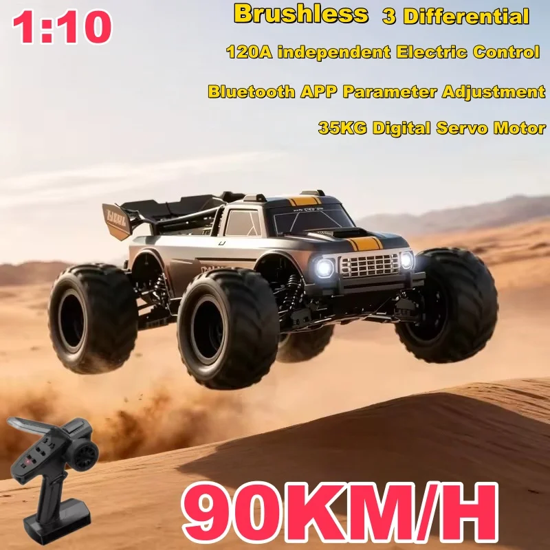 48CM 200M 1:10 Remote Control Car Brushless 4WD 90KM/H High Speed Off-Road Drift Racing 3 Differential Bluetooth APP RC Car