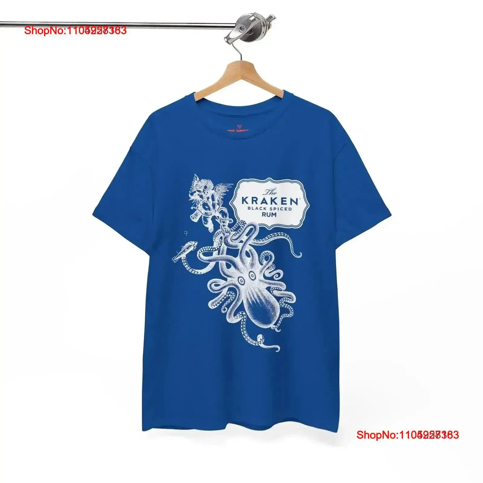 Kraken-Camiseta de algodón pesado con ron especiado, ropa de calle estirada lavada vintage para hombre, versátil, cómoda, elegante, vintage lavada