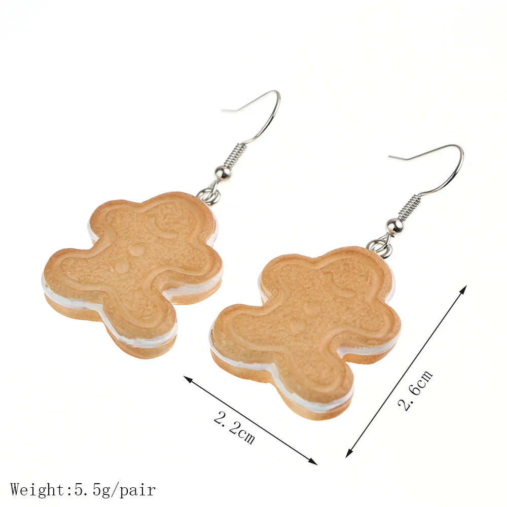 Ovxxons 1 Pair Carnival Christmas Series Simulation Food Play Christmas Cartoon Cookie Earrings Fashion Holiday Party Earrings