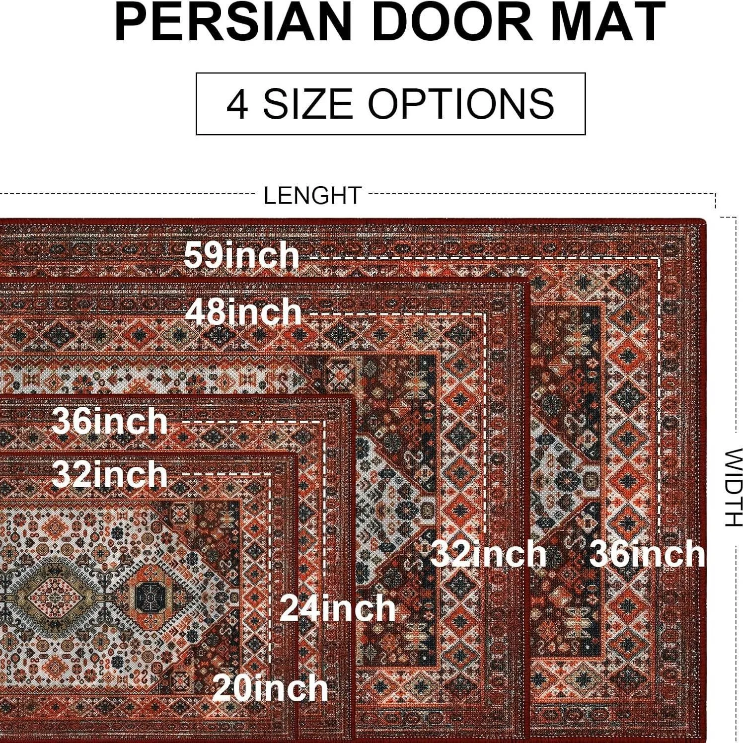 Persian Style Print Door Carpet Modern Entrance Rug for Home Decoration Durable Easy To Indoor Outdoor Deco Non-slip Floor Mat