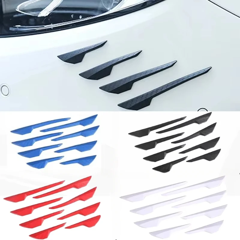 

Carbon Fiber Look Rubber Protector Guards Car Protector 8Pcs Car Spoiler Front Bumper Fin Splitter Anti-Collision ReduceFriction