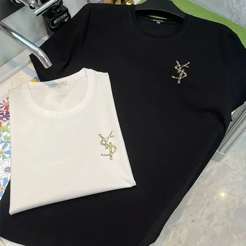 

2025 New Hot Summer men's mercerized cotton T-shirt high-quality big-name English exquisite fashion trend slim-fitting tide t