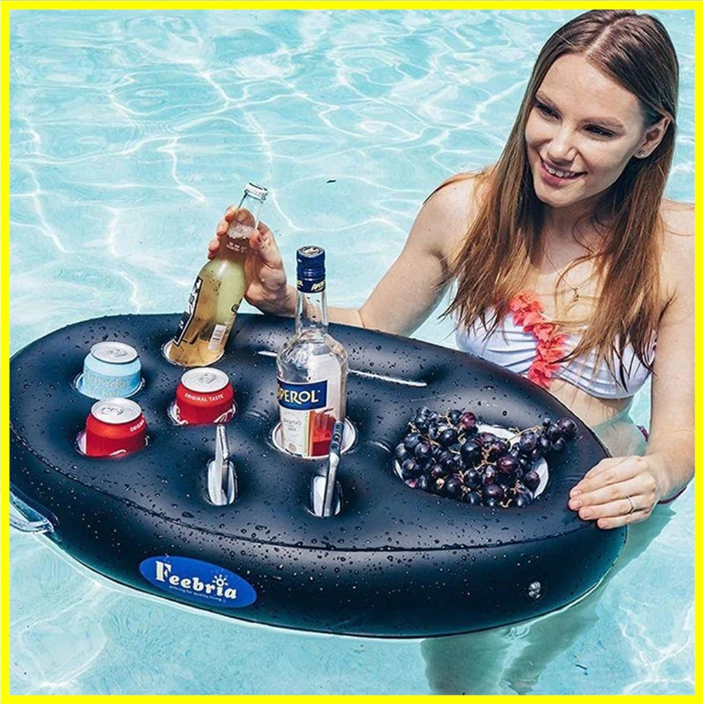 

Inflatable Water Tray Floating Row Summer Sea Inflatable Cup Holder Swimming Pool Family Party Beer Drink Tray Accessories