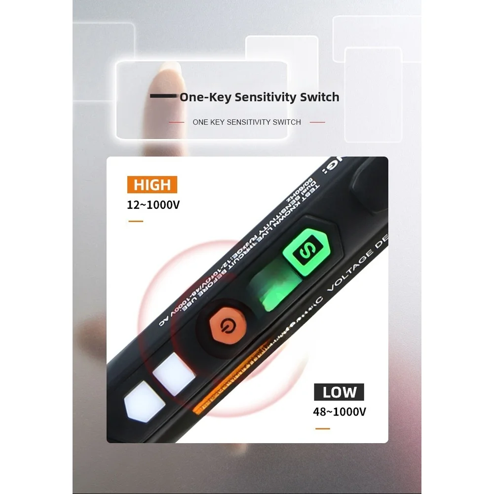 

Тестер напряжения TS10A для бесконтактного определения переменного тока от 12В до 1000В с фонариком и регулировкой чувствительности