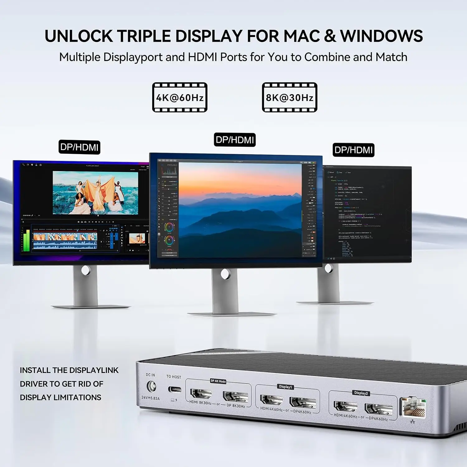 Imagem -03 - Minisopuru Displaylink Docking Station Usb Multi-port 8k 4k Hdmi Carregador 140w Macbook Thunderbolt Janelas