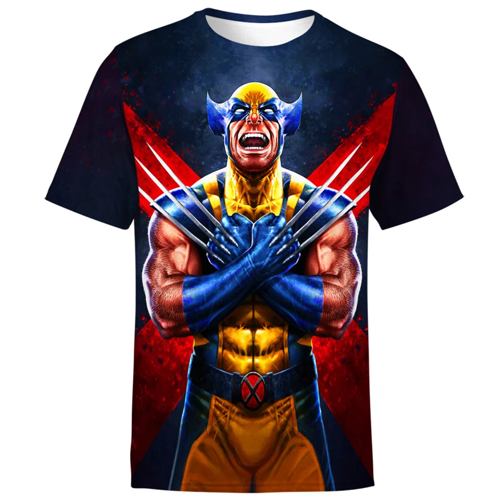 Camiseta con estampado de Wolverine de Marvel para hombre y mujer, camiseta con estampado 3d de cómics de anime de X-Men Wolverine, ropa de manga corta de gran tamaño para hombre