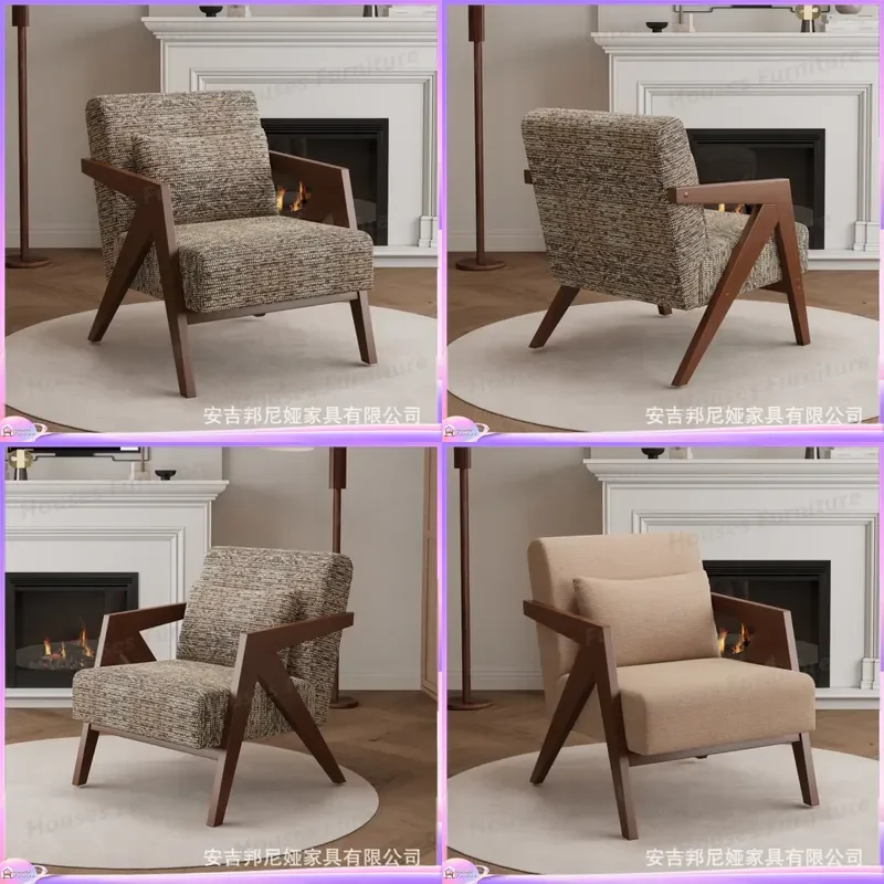 Medieval Richard Single Sofa Chair French Vintage Living Room Balcony Leisure Solid Wood Chair Home Armchair