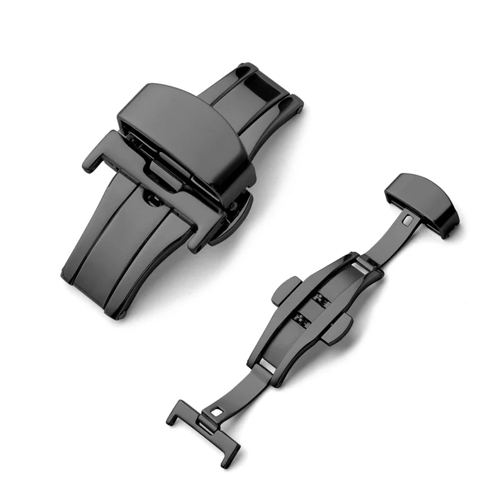 18mm/20mm/22mm/24mm cinturino in acciaio inossidabile fibbie fibbia a farfalla pulsante lucido cinturini chiusura orologio connettori accessori