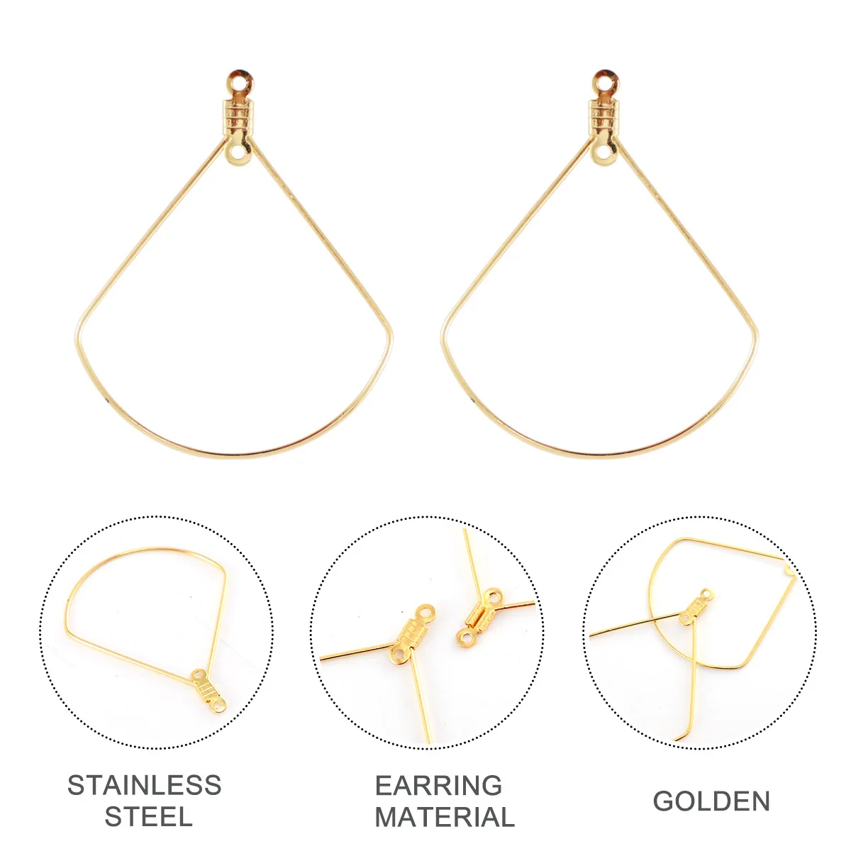 

50 шт., серьги в форме веера из нержавеющей стали с двойным отверстием, кольца, подвески, подвески, ожерелье «сделай сам», браслет, принадлежности для изготовления ювелирных изделий