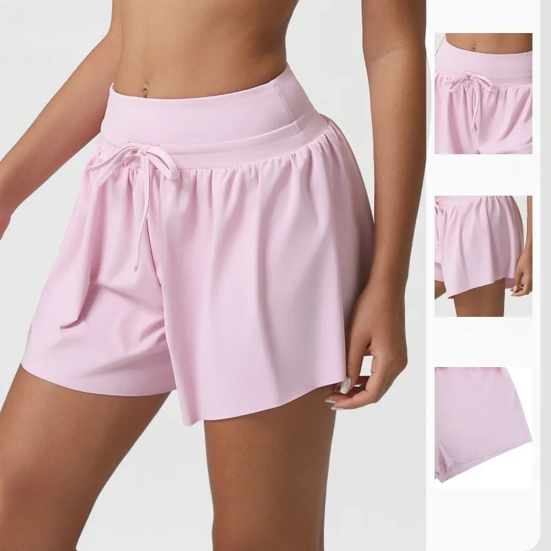 

New Women's Yoga Shorts Loose and Nude Sports High Waisted and Abdominal Cinching Casual External Wear Anti Glare Fitness Shorts