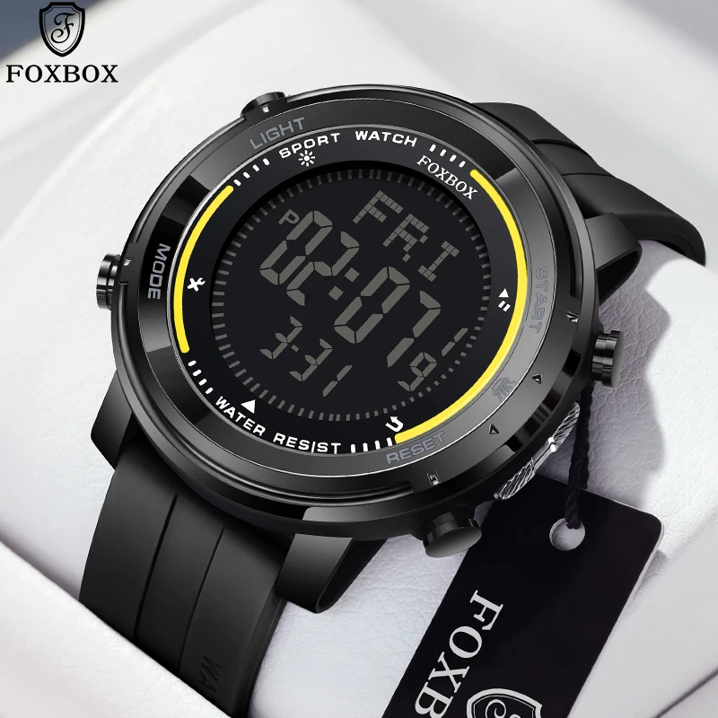 

FOXBOX Outdoor Electronics Man Watch Fashion Casual Sport Digital Watches for Men Flashlight Waterproof Luminous Calendar Clocks