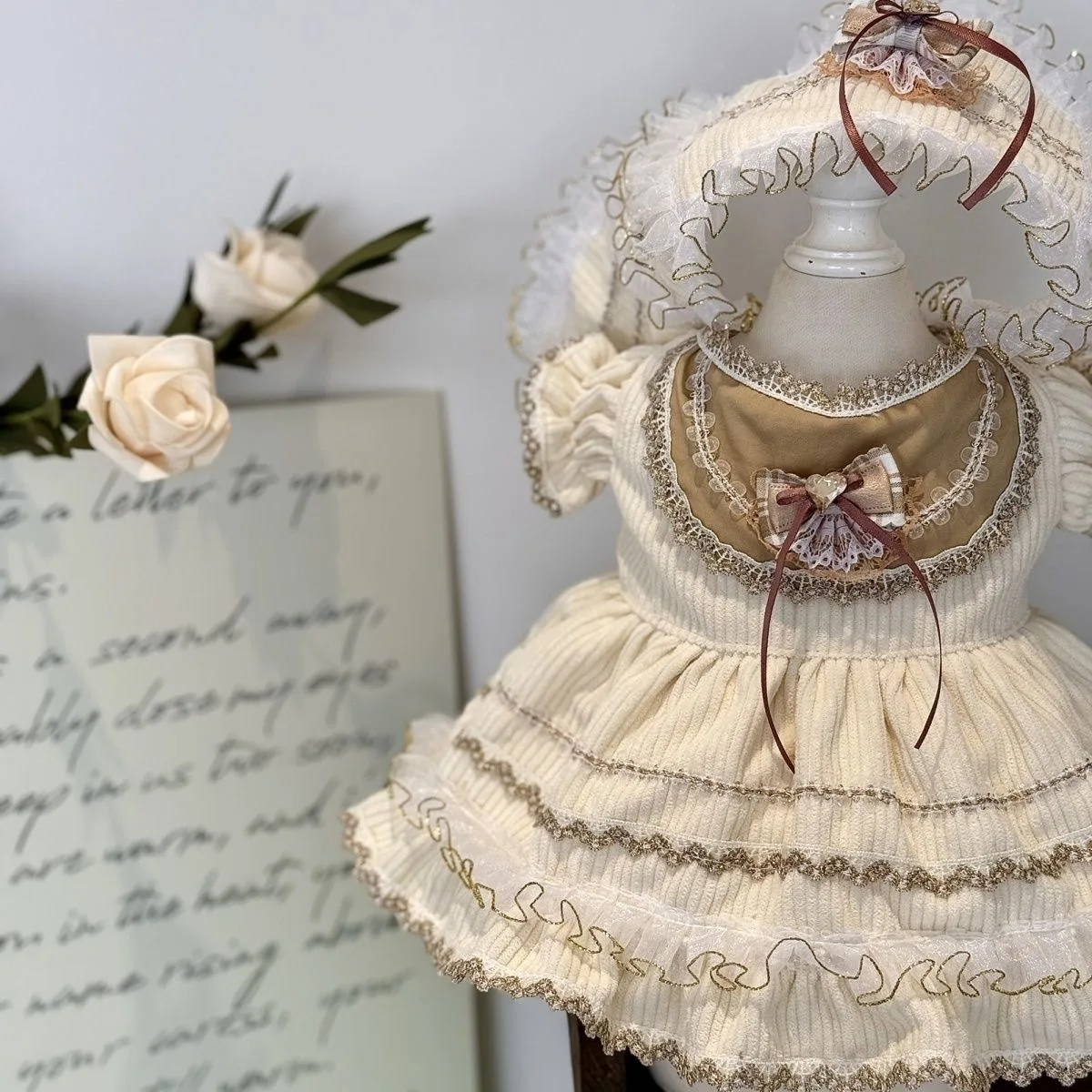 40 cm 10 cm 15 cm 20 cm Baumwolle Puppenkleidung, cremefarbenes 55 cm wiedergeborenes Puppenkleid kostenloser Versand