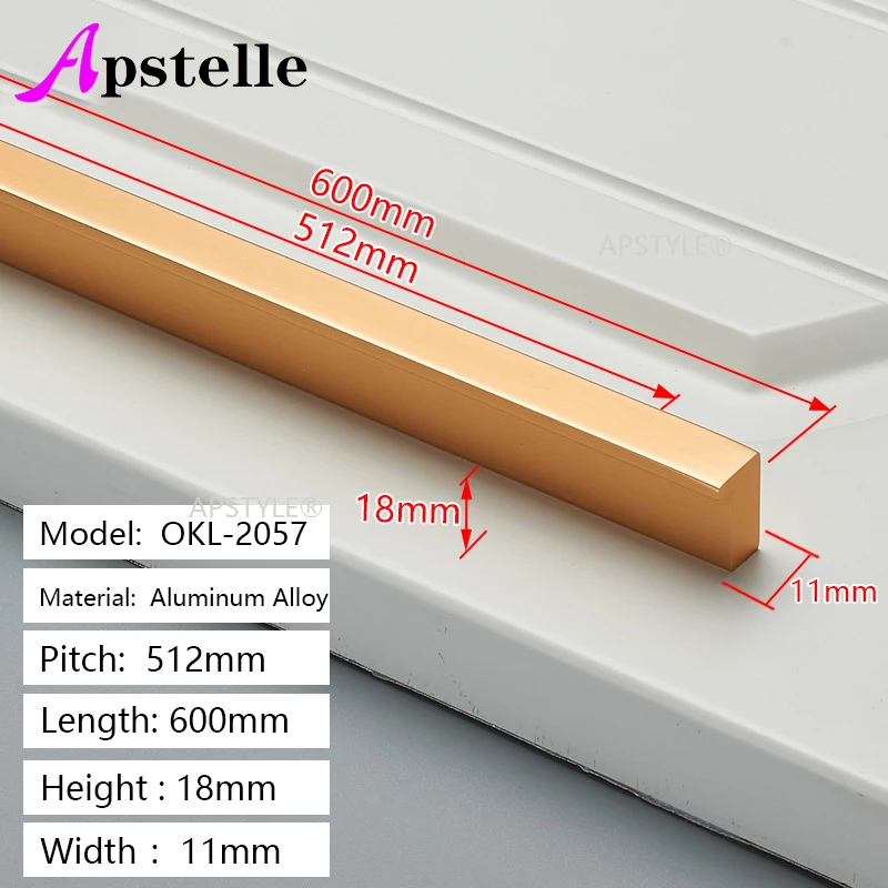 Apstelle ราวจับตู้ลิ้นชักอลูมิเนียมมือจับประตูตู้สีดำสีทอง, ราวจับตู้เสื้อผ้าตู้เสื้อผ้าแบบทันสมัยเคสอุปกรณ์เหล็กเครื่องตกแต่งบ้านแบบดึง