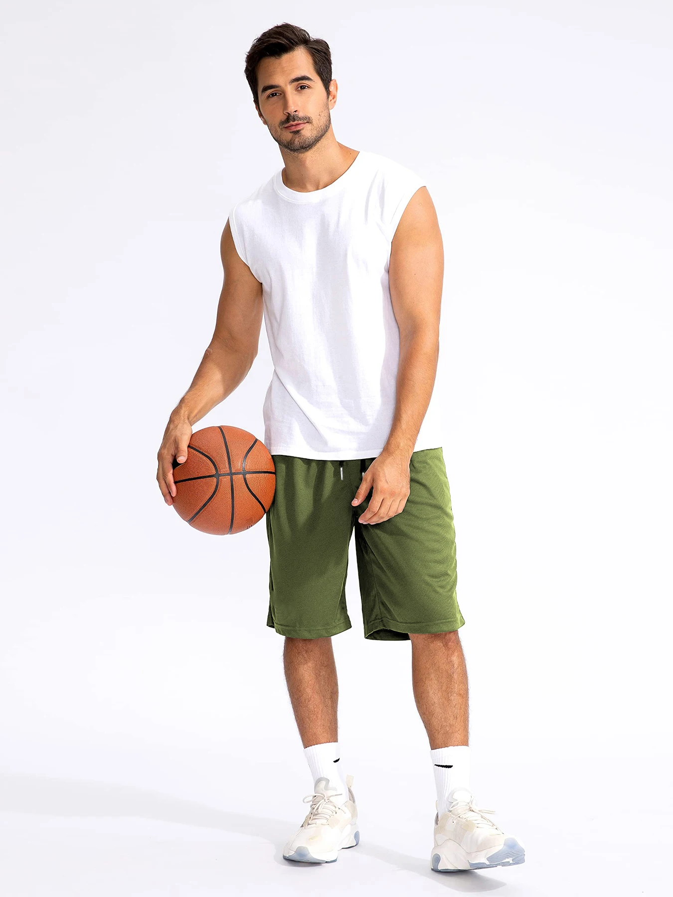 All Colors Men's Quick Dry Mesh Athletic Shorts with Zipper Pockets Elastic Waist Drawstring for Running Basketball Gym Workout