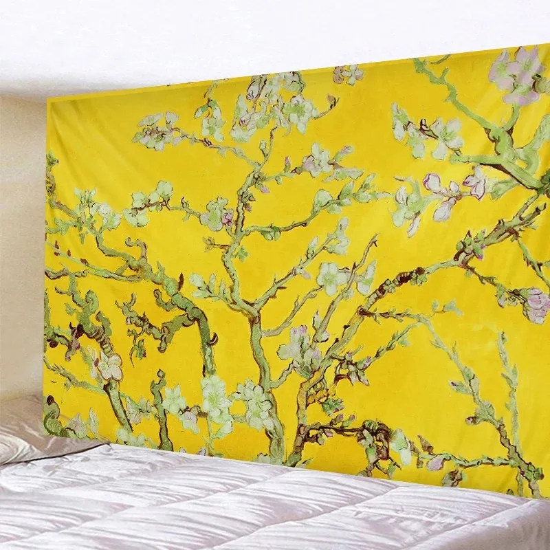 Retro Oil Painting Floral Background Cloth Home Wall Decoration Tapestry Office Living Room Tapestry