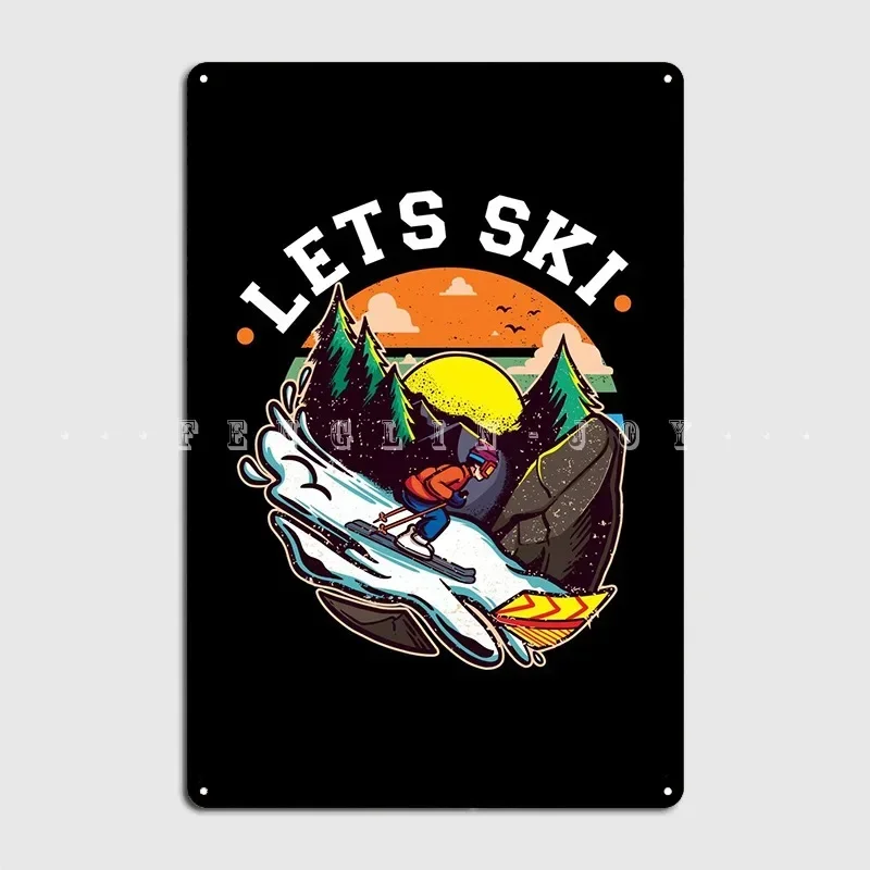 Skifahrer-Geschenk, Skifahren, Ski-Metallschilder, Vintage-Wandbild, Blechschilder, Poster