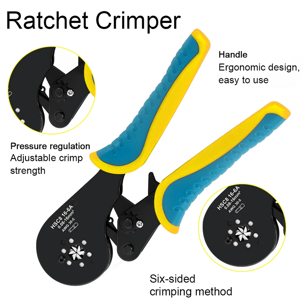Ferrule Crimping Tool Kit, Wire Ferrule Crimper Plier Kit,Hexagonal Crimpers (0.08-16mm²/AWG28-5) for Wire Ferrules Connectors