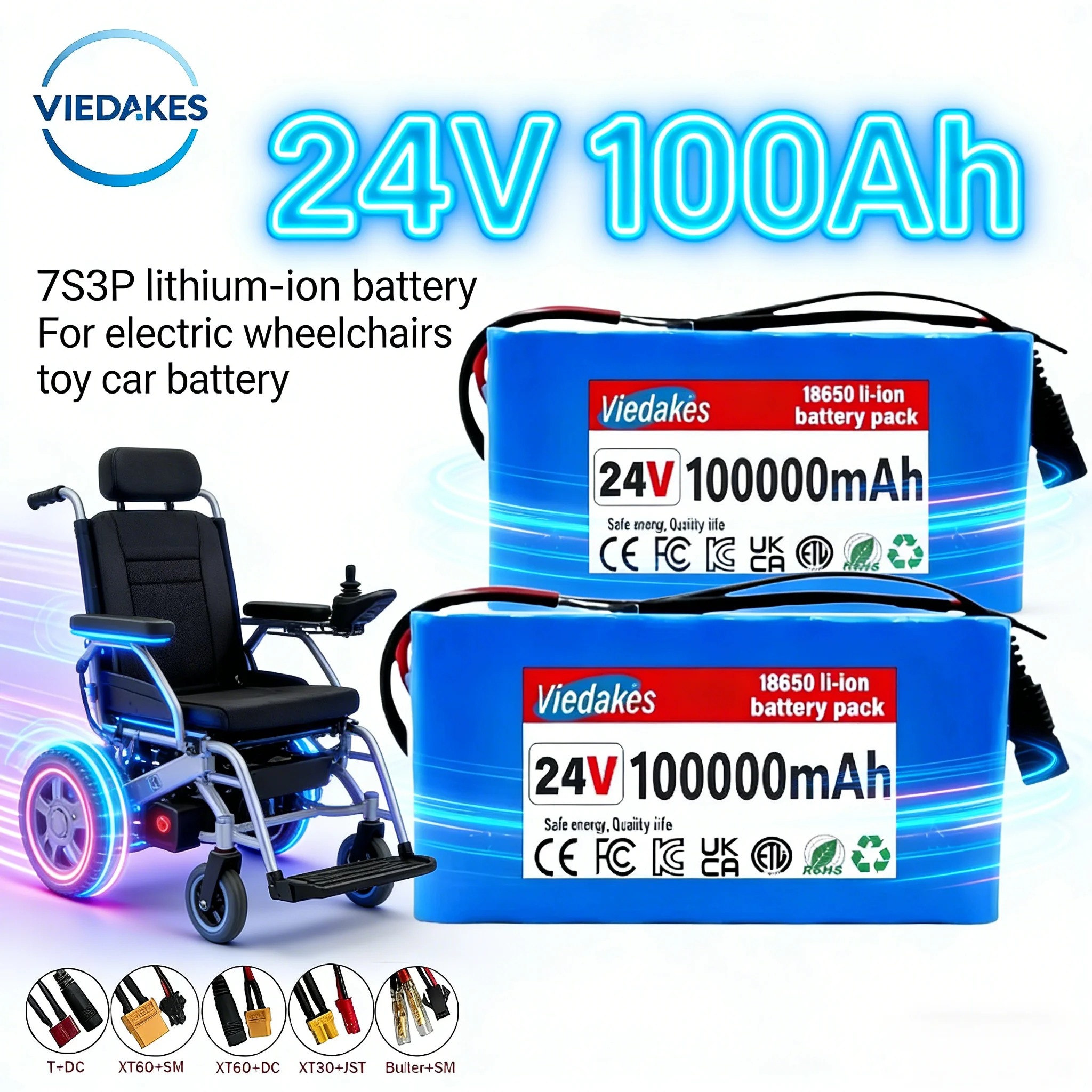 

24V 100Ah 7S3P Rechargeable Li-ion Battery For Power Wheelchair Scooter Electric Ride On Toys With Charger