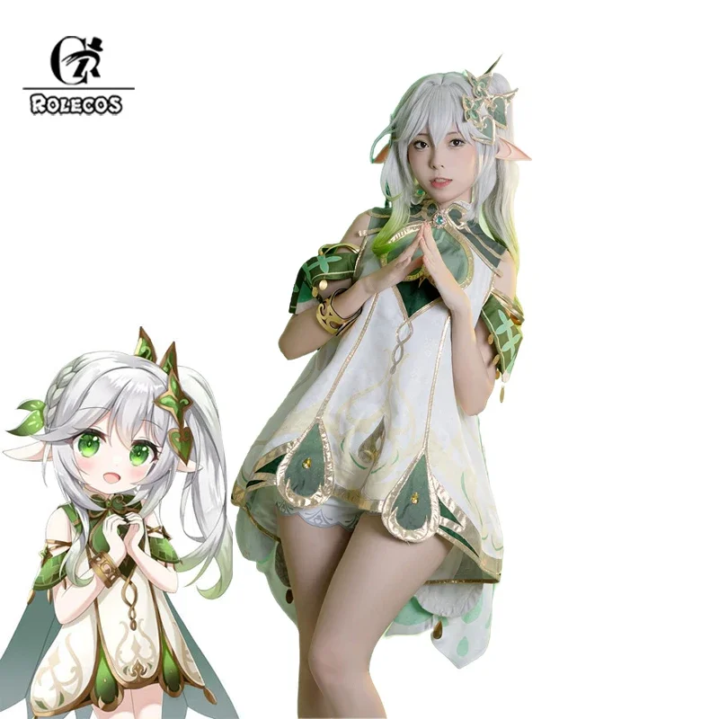 

Rolecos game Genshin impact Naida cosplay costume Naida women cute dress with cloak Halloween party outfit full set