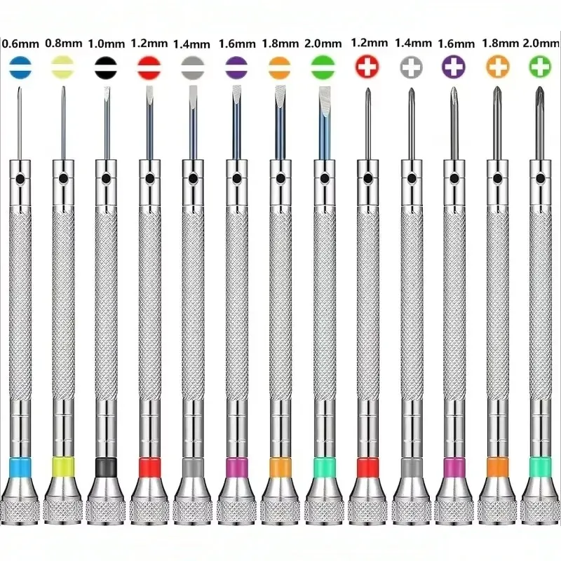 13Pcs 0.6mm-2.0mm Watch Repair Tools Screwdriver Set Flat Head Screwdriver Kit Professional Stainless Steel Watch