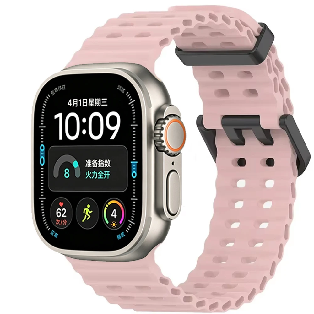 Ocean Silikonarmband für Apple Watch Band Ultra 4/3/2/1 49mm Serie 12 11 10 46mm Komfortables Armband IWatch 9 8 7 6 5 4 SE 45/44mm – Detail 15