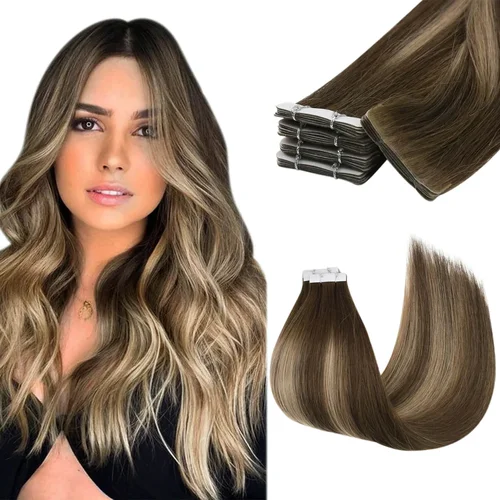 Imagen 1 del producto Cinta Moresoo en extensiones de cabello humano virgen inyectado 12 meses 2,5 g/unidad cabello brasileño Invisible liso Natural doble dibujado