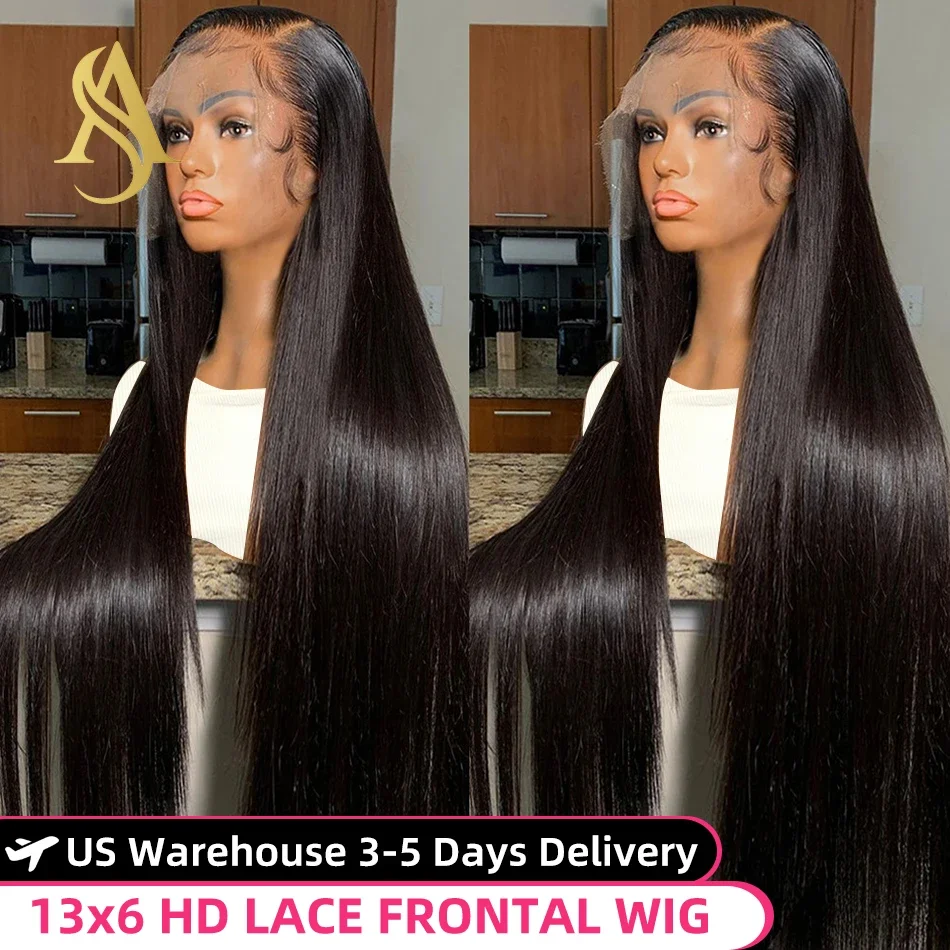 

Valuri 40 inch Bone Straight 13x4 13x6 Hd Transparent Lace Front Wig Human Hair Brazilian PrePlucked Lace Frontal Wigs For Women
