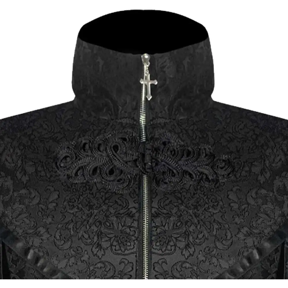 Disfraz de mago Medieval para hombre, abrigo largo negro, gabardina Punk aristocrática gótica Retro, misionero oscuro, juego de rol, Carnaval de Halloween