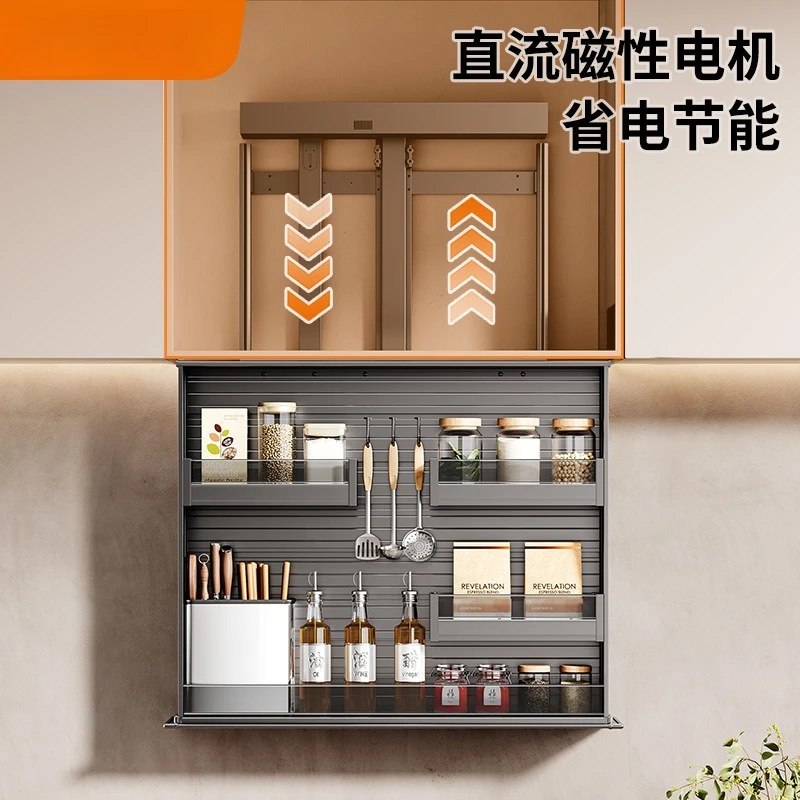 Pull-outs de levantamento vertical elétrico inteligente controle de voz pull-down tempero automático armário pull-out